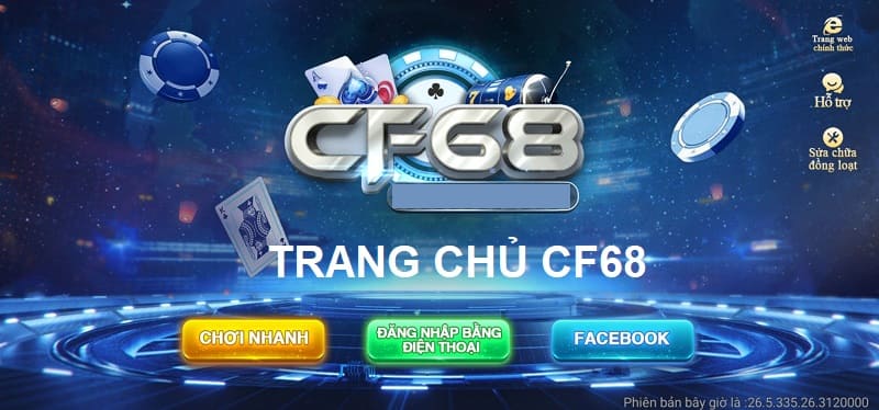 Giao diện trang chủ CF68